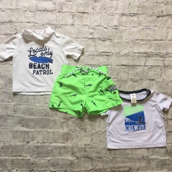 Baby Boy OshKosh Swim Bundle, Trunks and Rash Guards - Picture 1 of 8